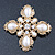 Large Vintage Inspired Simulated Pearl, Crystal 'Cross' Brooch In Gold Plating - 75mm Across - view 2