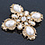 Large Vintage Inspired Simulated Pearl, Crystal 'Cross' Brooch In Gold Plating - 75mm Across - view 7