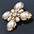 Large Vintage Inspired Simulated Pearl, Crystal 'Cross' Brooch In Gold Plating - 75mm Across - view 8