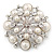 Large Layered Bridal Simulated Pearl, Crystal Brooch In Rhodium Plating - 60mm Diameter - view 7