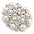 Large Layered Bridal Simulated Pearl, Crystal Brooch In Rhodium Plating - 60mm Diameter - view 6