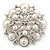 Large Layered Bridal Simulated Pearl, Crystal Brooch In Rhodium Plating - 60mm Diameter - view 2