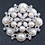 Large Layered Bridal Simulated Pearl, Crystal Brooch In Rhodium Plating - 60mm Diameter