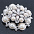Large Layered Bridal Simulated Pearl, Crystal Brooch In Rhodium Plating - 60mm Diameter - view 3
