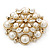 Large Layered Bridal Simulated Pearl, Crystal Brooch In Gold Plating - 60mm Diameter - view 8