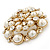 Large Layered Bridal Simulated Pearl, Crystal Brooch In Gold Plating - 60mm Diameter - view 5