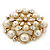 Large Layered Bridal Simulated Pearl, Crystal Brooch In Gold Plating - 60mm Diameter - view 9