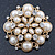Large Layered Bridal Simulated Pearl, Crystal Brooch In Gold Plating - 60mm Diameter - view 4