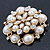 Large Layered Bridal Simulated Pearl, Crystal Brooch In Gold Plating - 60mm Diameter - view 7