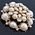 Large Layered Bridal Simulated Pearl, Crystal Brooch In Gold Plating - 60mm Diameter - view 6