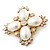 Vintage Inspired Small Simulated Pearl, Diamante 'Cross' Brooch In Gold Plating - 55mm Across - view 5