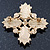 Vintage Inspired Small Simulated Pearl, Diamante 'Cross' Brooch In Gold Plating - 55mm Across - view 4