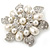 Vintage Inspired Swarovski Crystal White Simulated Pearl 'Flower' Brooch In Rhodium Plating - 55mm Diameter - view 4