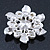 Vintage Inspired Swarovski Crystal White Simulated Pearl 'Flower' Brooch In Rhodium Plating - 55mm Diameter - view 5
