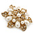 Vintage Inspired Swarovski Crystal White Simulated Pearl 'Flower' Brooch In Gold Plating - 55mm Diameter - view 9