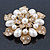Vintage Inspired Swarovski Crystal White Simulated Pearl 'Flower' Brooch In Gold Plating - 55mm Diameter - view 3