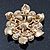 Vintage Inspired Swarovski Crystal White Simulated Pearl 'Flower' Brooch In Gold Plating - 55mm Diameter - view 6