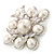 Vintage Inspired White Simulated Pearl Square Brooch In Silver Plating - 45mm Across - view 4