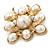 Vintage Inspired White Simulated Pearl Square Brooch In Gold Plating - 45mm Across - view 9