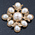 Vintage Inspired White Simulated Pearl Square Brooch In Gold Plating - 45mm Across - view 5