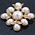 Vintage Inspired White Simulated Pearl Square Brooch In Gold Plating - 45mm Across - view 7