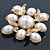 Vintage Inspired White Simulated Pearl Square Brooch In Gold Plating - 45mm Across - view 10