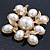 Vintage Inspired White Simulated Pearl Square Brooch In Gold Plating - 45mm Across - view 6