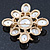 Vintage Inspired White Simulated Pearl Square Brooch In Gold Plating - 45mm Across - view 4