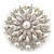 Bridal Vintage Inspired White Simulated Pearl, Austrian Crystal Layered Floral Brooch In Rhoduim Plating - 50mm Diameter - view 5