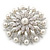 Bridal Vintage Inspired White Simulated Pearl, Austrian Crystal Layered Floral Brooch In Rhoduim Plating - 50mm Diameter - view 8