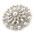 Bridal Vintage Inspired White Simulated Pearl, Austrian Crystal Layered Floral Brooch In Rhoduim Plating - 50mm Diameter - view 7