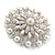 Bridal Vintage Inspired White Simulated Pearl, Austrian Crystal Layered Floral Brooch In Rhoduim Plating - 50mm Diameter - view 9