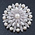 Bridal Vintage Inspired White Simulated Pearl, Austrian Crystal Layered Floral Brooch In Rhoduim Plating - 50mm Diameter