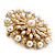 Bridal Vintage Inspired White Simulated Pearl, Austrian Crystal Layered Floral Brooch In Gold Plating - 50mm Diameter - view 10