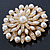 Bridal Vintage Inspired White Simulated Pearl, Austrian Crystal Layered Floral Brooch In Gold Plating - 50mm Diameter - view 6