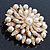 Bridal Vintage Inspired White Simulated Pearl, Austrian Crystal Layered Floral Brooch In Gold Plating - 50mm Diameter - view 8