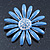 Light Blue Enamel Diamante 'Daisy' Brooch In Silver Plating - 50mm Diameter - view 2