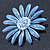 Light Blue Enamel Diamante 'Daisy' Brooch In Silver Plating - 50mm Diameter - view 3