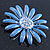 Light Blue Enamel Diamante 'Daisy' Brooch In Silver Plating - 50mm Diameter - view 4