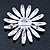 Light Blue Enamel Diamante 'Daisy' Brooch In Silver Plating - 50mm Diameter - view 5