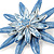 Light Blue Enamel Flower Brooch In Silver Plating - 60mm Diameter - view 3
