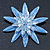 Light Blue Enamel Flower Brooch In Silver Plating - 60mm Diameter - view 2