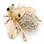 Dazzling Diamante 'Bee' Brooch In Polished Gold Tone Metal - 50mm Width - view 6