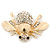 Dazzling Diamante 'Bee' Brooch In Polished Gold Tone Metal - 50mm Width - view 8