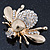 Dazzling Diamante 'Bee' Brooch In Polished Gold Tone Metal - 50mm Width - view 3
