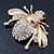 Dazzling Diamante 'Bee' Brooch In Polished Gold Tone Metal - 50mm Width - view 4