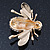 Dazzling Diamante 'Bee' Brooch In Polished Gold Tone Metal - 50mm Width - view 5