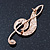 Gold Plated Diamante 'Treble Clef' Brooch - 57mm Length - view 6