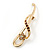 Polished Gold Plated Amber Coloured Crystal Fancy Brooch - 70mm Length - view 2
