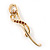 Polished Gold Plated Amber Coloured Crystal Fancy Brooch - 70mm Length - view 4